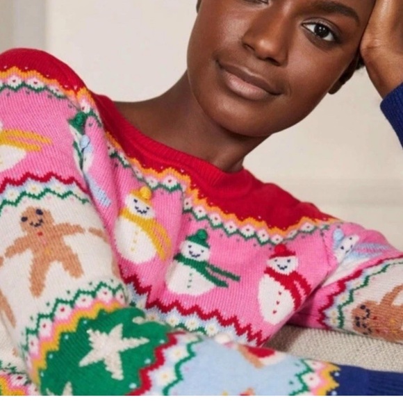 Boden fair isle reindeer snowman sweater sz large - Picture 4 of 4